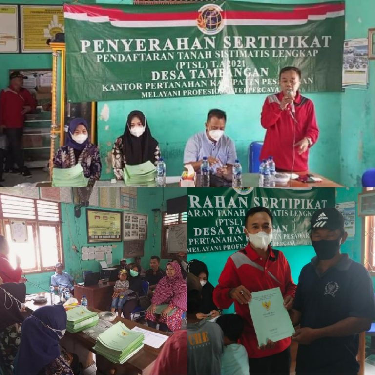 Sebanyak 200 Sertipikat Tanah PTSL 2021 Warga Desa Tambangan Dibagikan