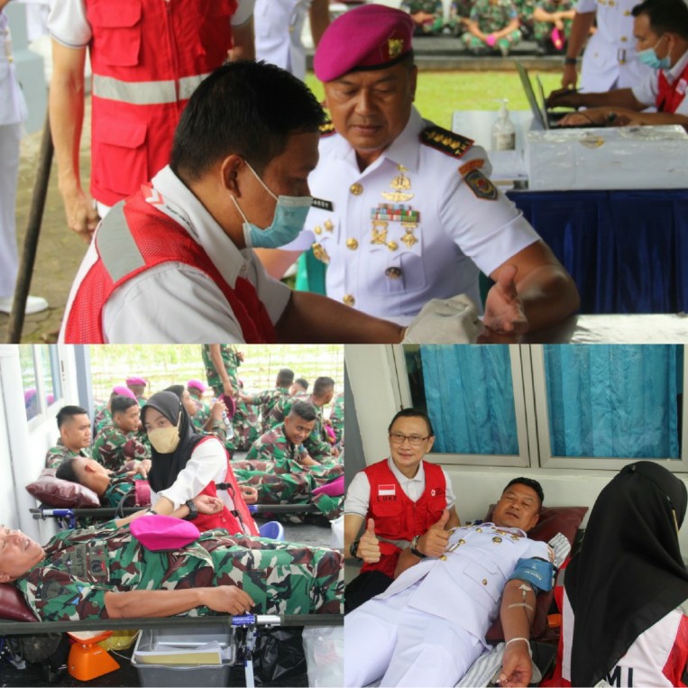 Puncak HUT Jalasenastri TNI AL Ke-76, Brigif 4 Marinir/BS Gelar Donor Darah