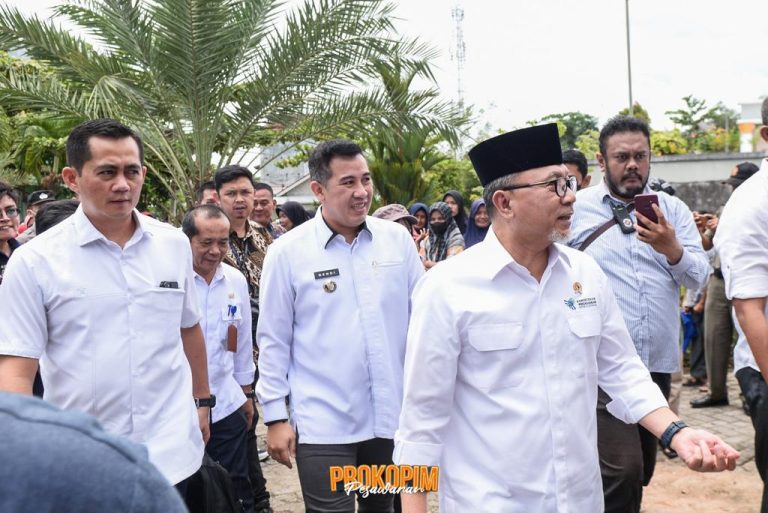 Bupati Pesawaran Dampingi Menteri Perdangangan Tinjau Pasar Murah