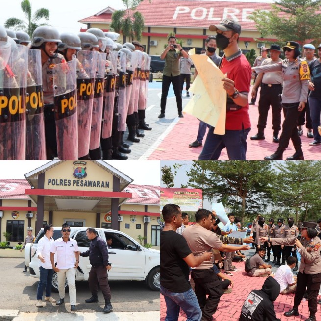 Ops Mantap Brata 2023-2024, Polres Pesawaran Gelar Latihan Parsial Sispamkota