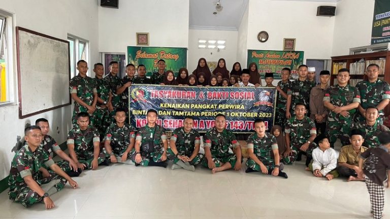 Bentuk Syukur 28 Personel Naik Pangkat, Kipan A Yonif 143 Kunjungi Panti Asuhan