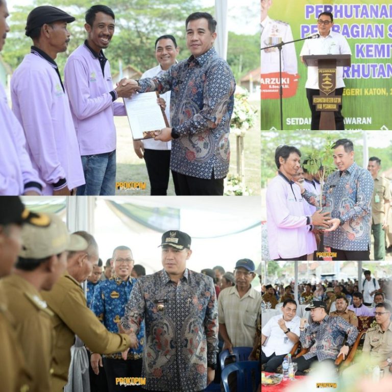 Bupati Pesawaran Serahkan SK Perhutanan Sosial Kepada Masyarakat Dua Kecamatan