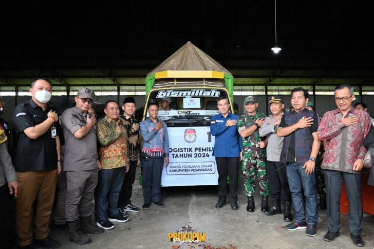 Sukseskan Pemilu, Bupati Pesawaran Lepas Pendistribusian Logistik 2024