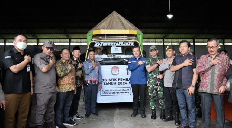 Bupati Pesawaran Lepas Pendistribusian Logistik Pemilu 2024