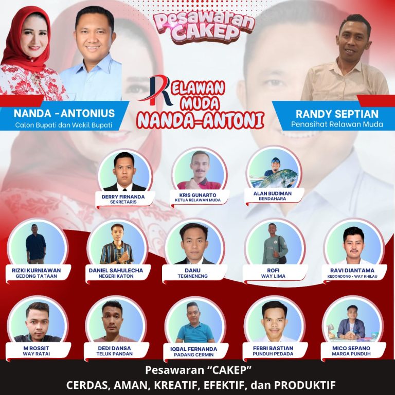 Relawan Muda Pesawaran Siap Menangkan Paslon Nanda – Antonius Pilkada 2024