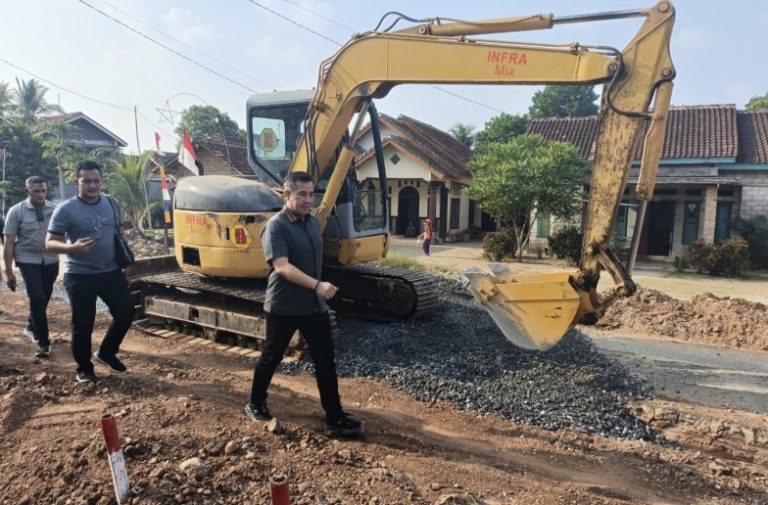 Dendi Pantau Langsung Perbaikan Jalan di Kecamatan Tegineneng 