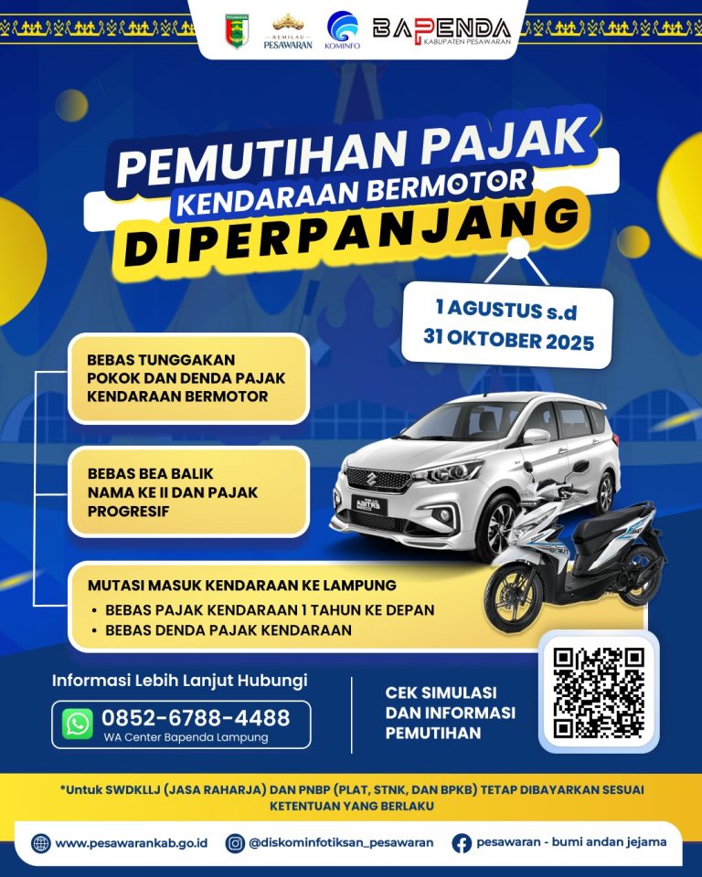 Pemutihan Pajak Kendaraan Bermotor Diperpanjang Hingga 31 Oktober